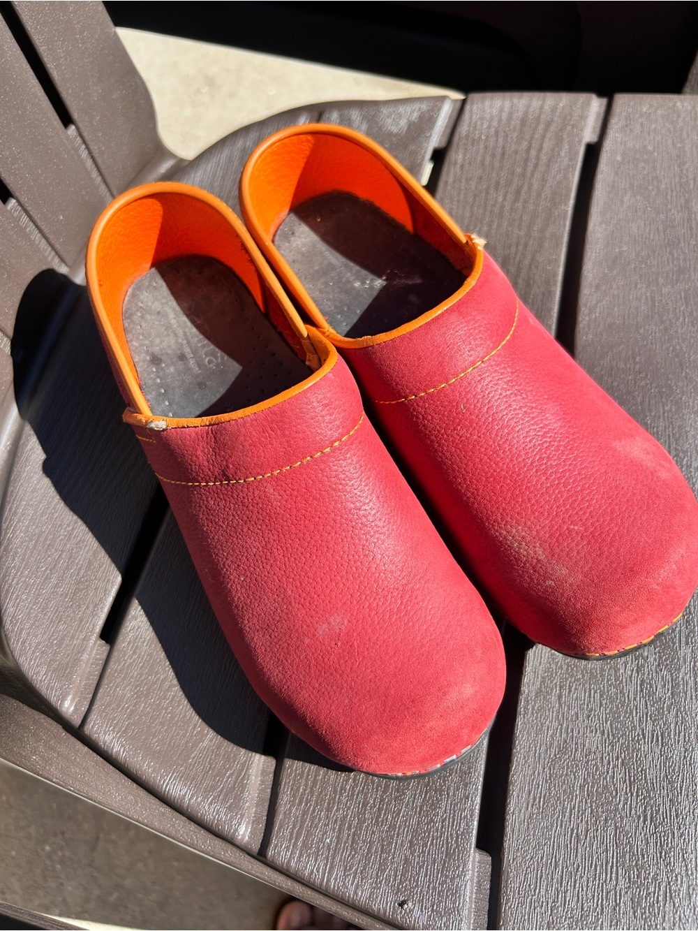Sanita Red Kids Slip-On Clogs with Orange Trim